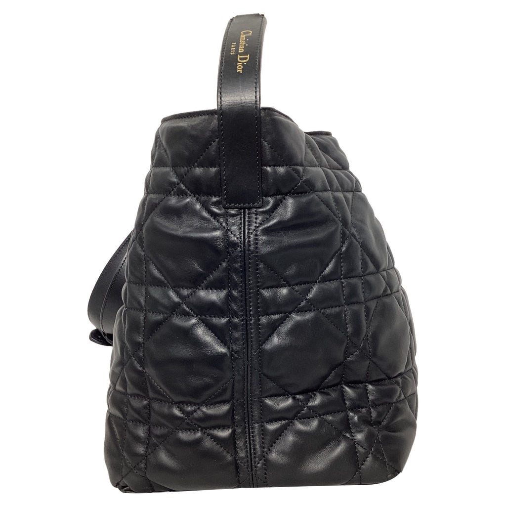 Dior Large Toujour Macrocannage Tote Bag in Black Calfskin Leather