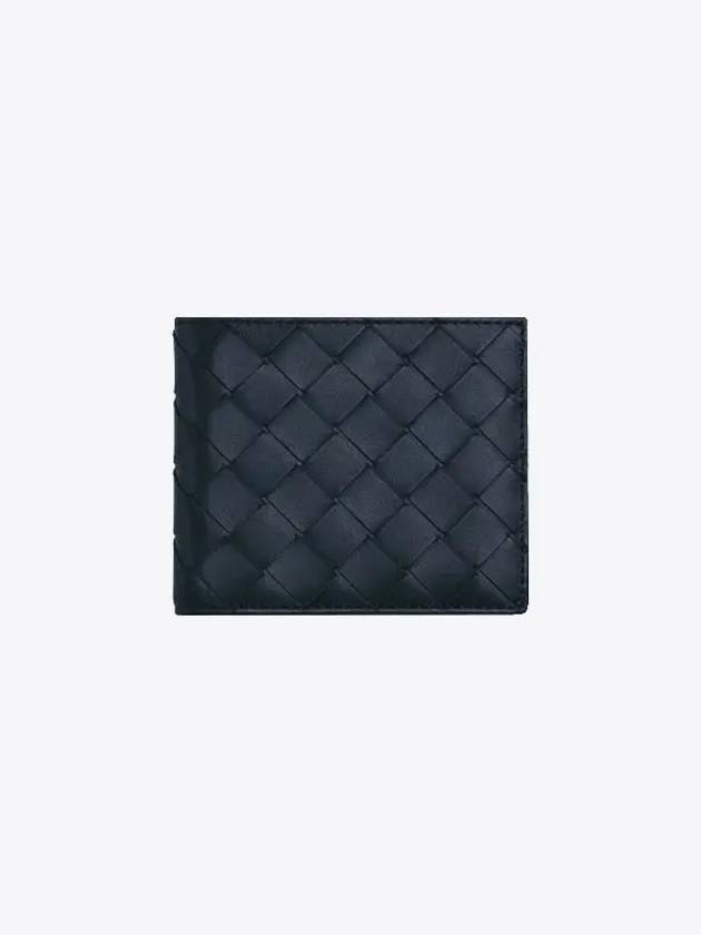 Bottega Veneta Intrecciato Bifold Half Wallet Navy