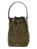 Fendi Mon Tresor FF Motif Leather Mini Bucket Bag Green