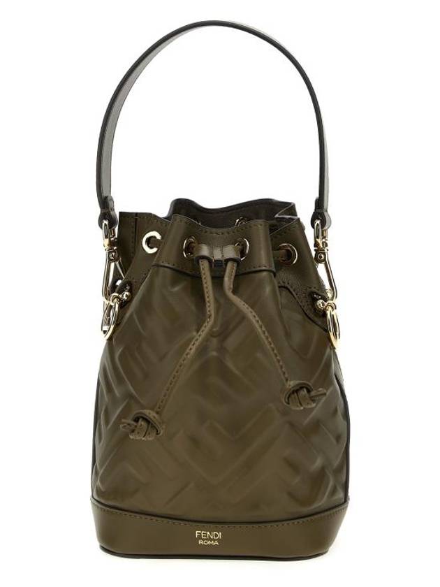 Fendi Mon Tresor FF Motif Leather Mini Bucket Bag Green