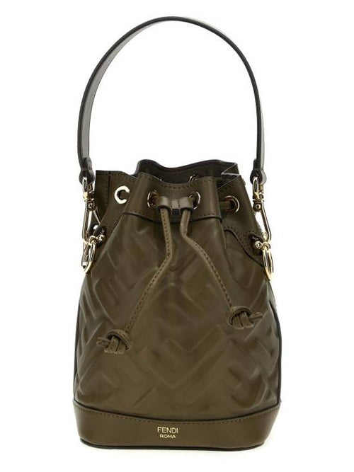Fendi Mon Tresor FF Motif Leather Mini Bucket Bag Green