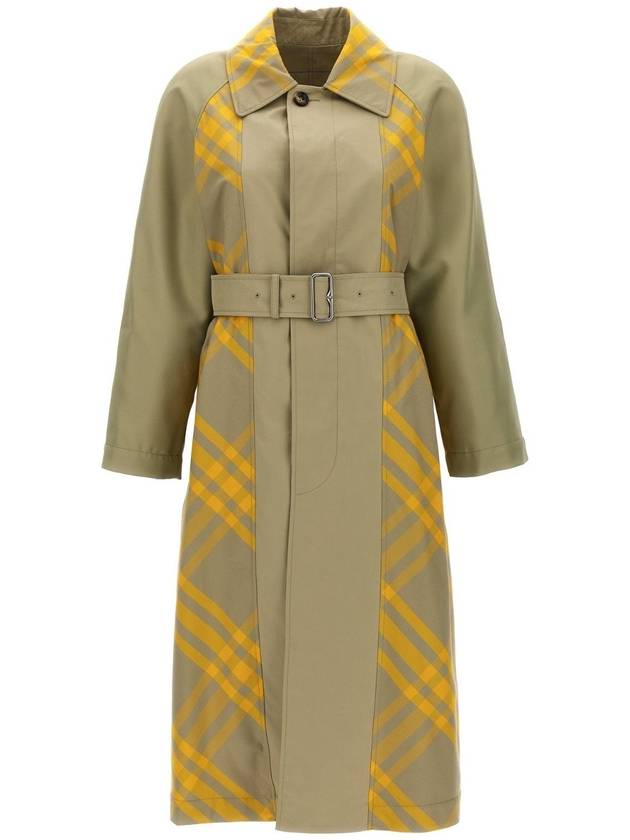 Burberry Check Belted Trench Coat Beige