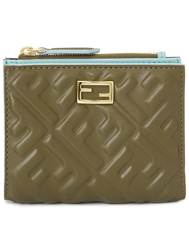 Fendi Slim Baguette Leather Half Wallet Green