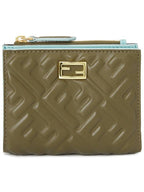 Fendi Slim Baguette Leather Half Wallet Green