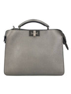 Fendi Peekaboo ISeeU Mini Leather Tote Bag Grey