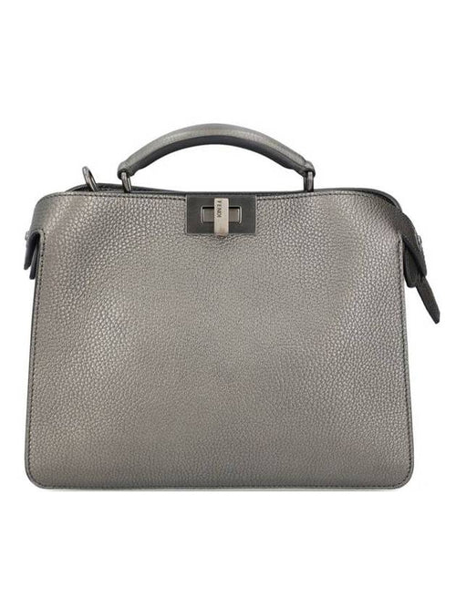 Fendi Peekaboo ISeeU Mini Leather Tote Bag Grey