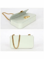CELINE Triomphe Shiny Calfskin Chain Shoulder Bag Jade