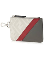 Fendi FF Motif Fabric Clip Purse Card Wallet