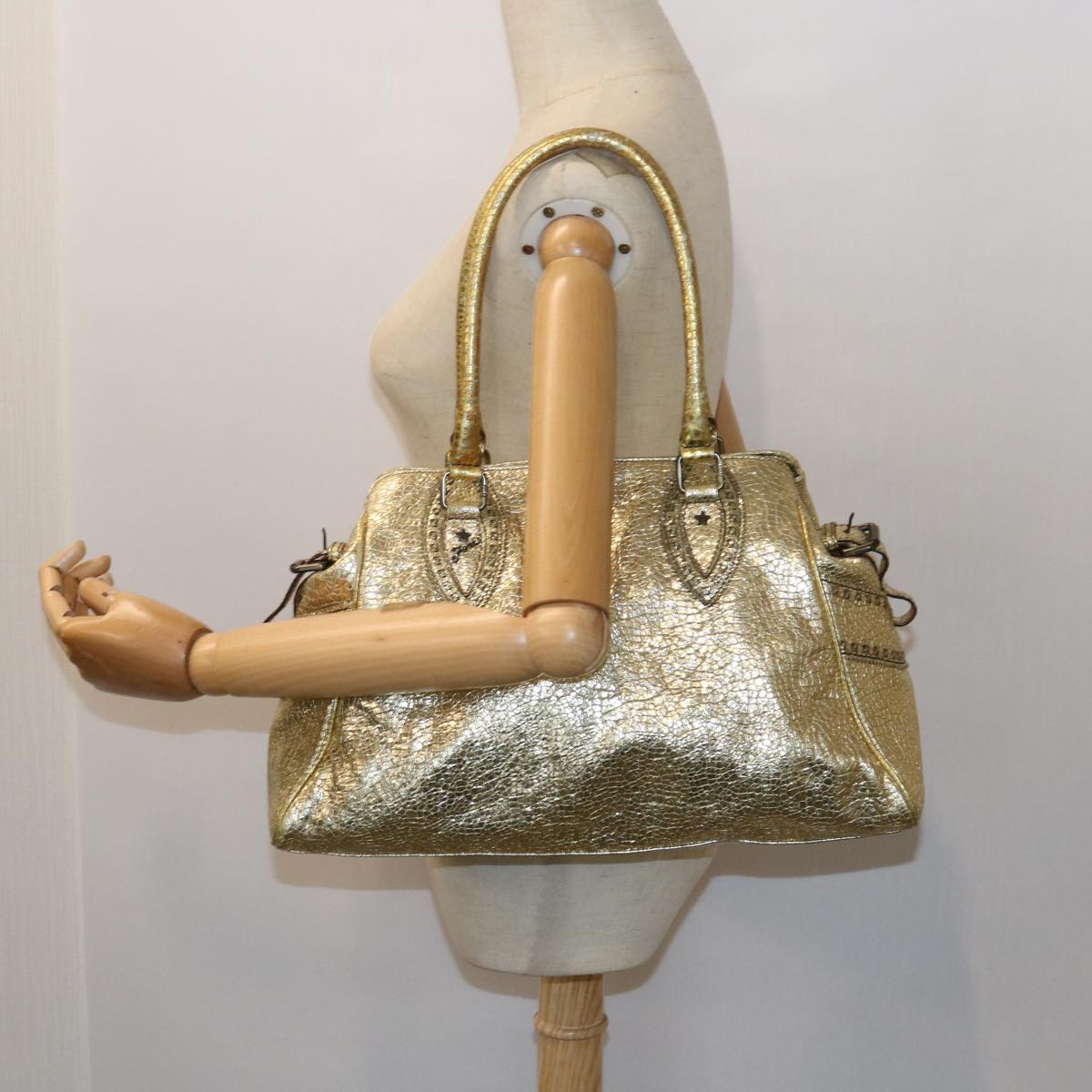 FENDI Tote Bag Leather Gold57038