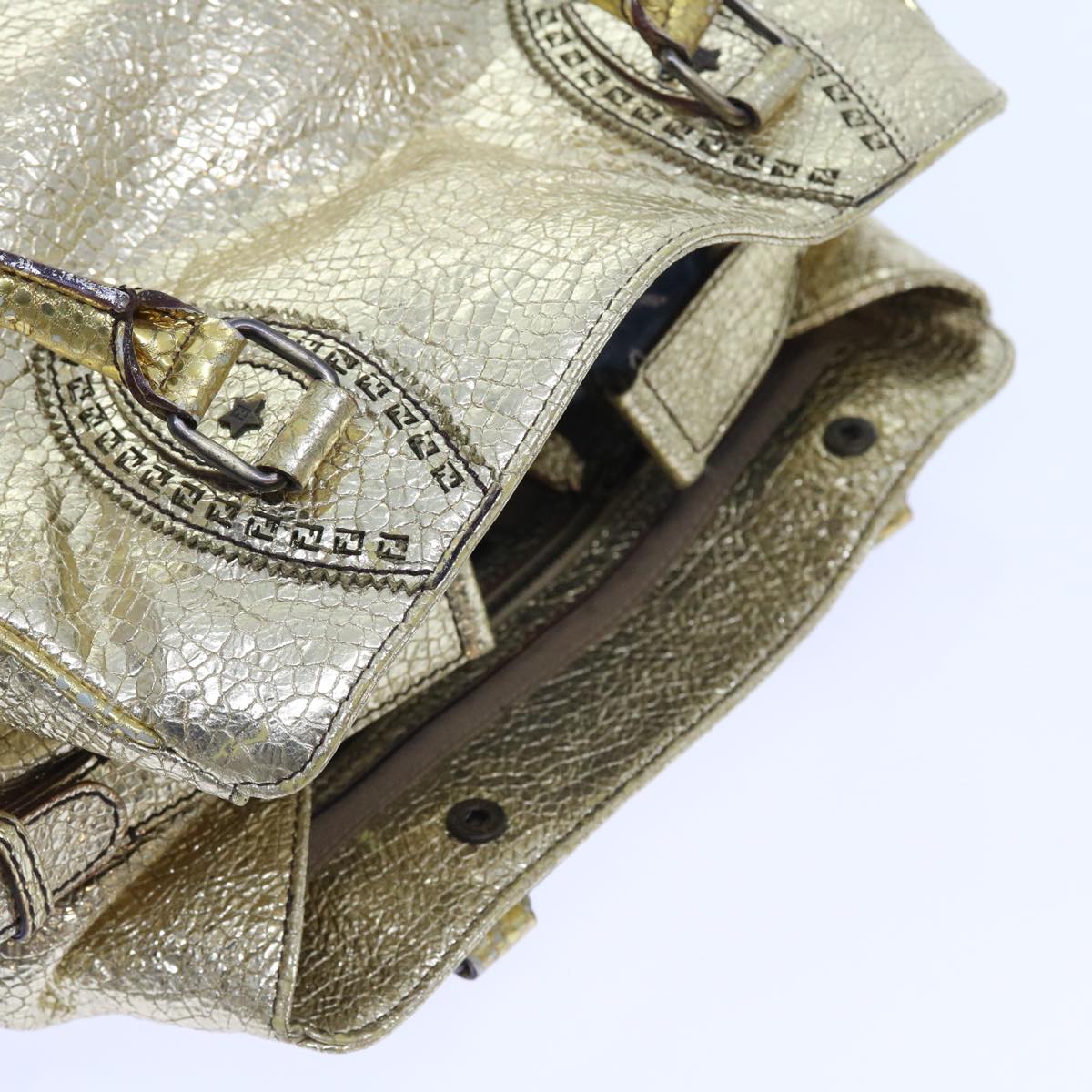 FENDI Tote Bag Leather Gold57038
