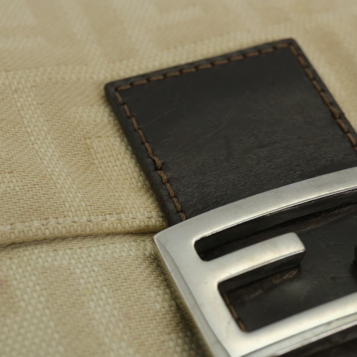 FENDI Zucca Canvas Mamma Baguette Shoulder Bag Beige57043