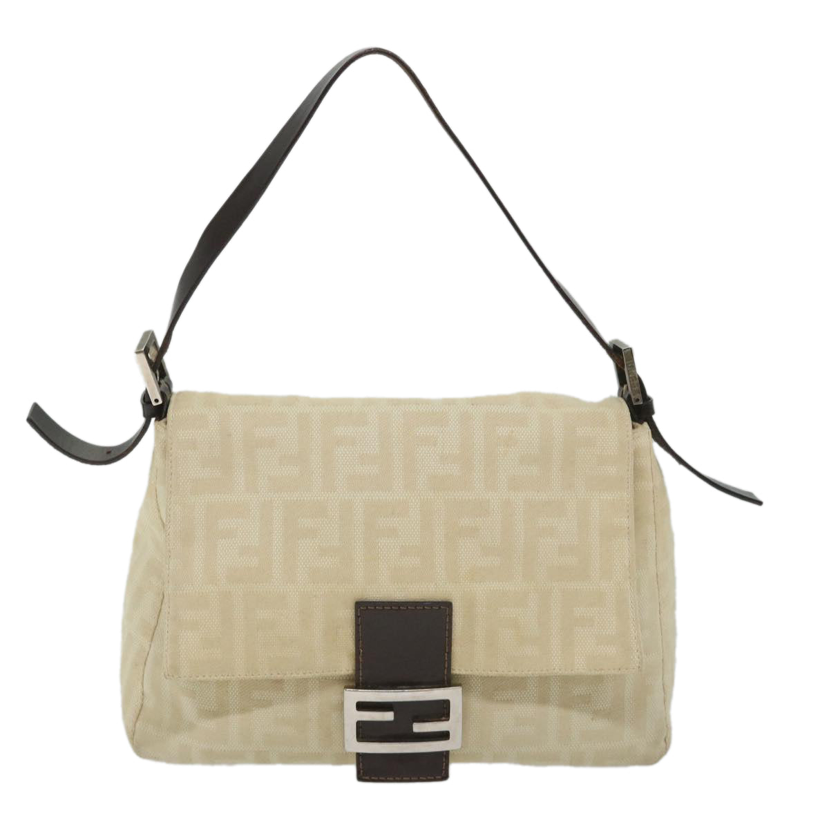 FENDI Zucca Canvas Mamma Baguette Shoulder Bag Beige57043