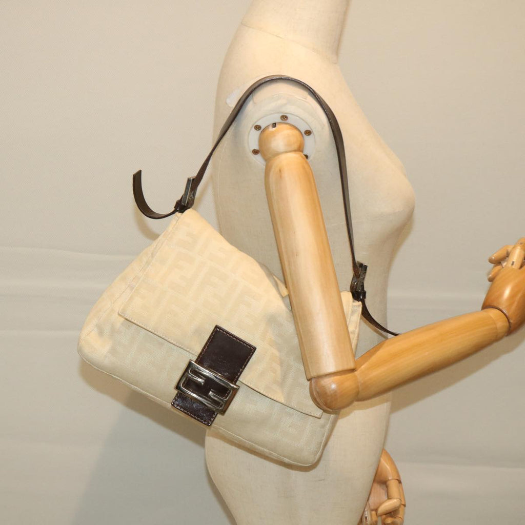 FENDI Zucca Canvas Mamma Baguette Shoulder Bag Beige57043
