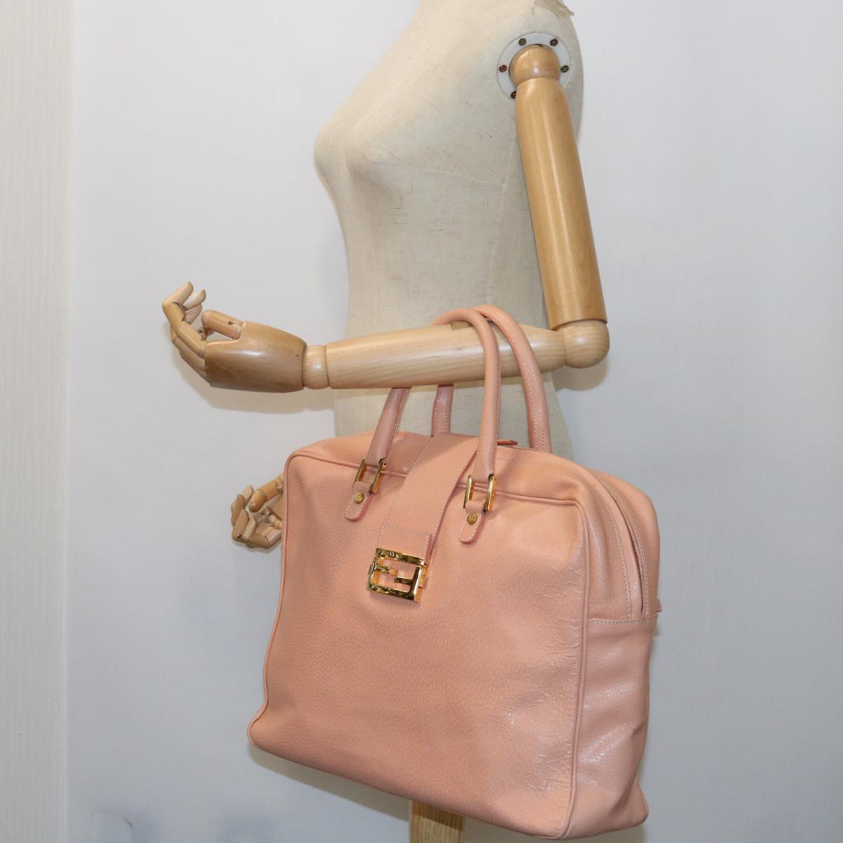 FENDI Mamma Baguette Hand Bag Leather Pink57058