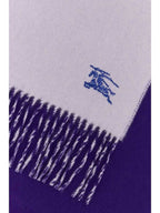 Burberry Embroidered Logo Reversible Cashmere Scarf Purple