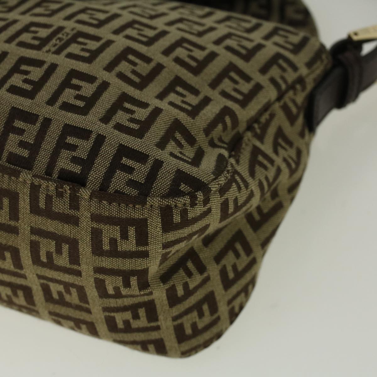 FENDI Zucchino Canvas Mamma Baguette Shoulder Bag Brown57292