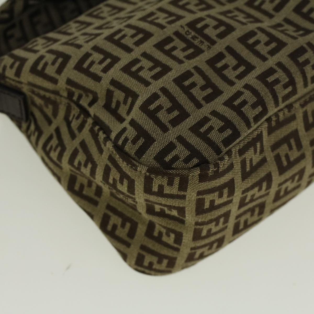 FENDI Zucchino Canvas Mamma Baguette Shoulder Bag Brown57292