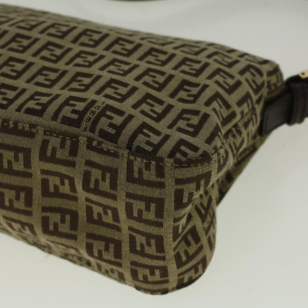 FENDI Zucchino Canvas Mamma Baguette Shoulder Bag Brown57292