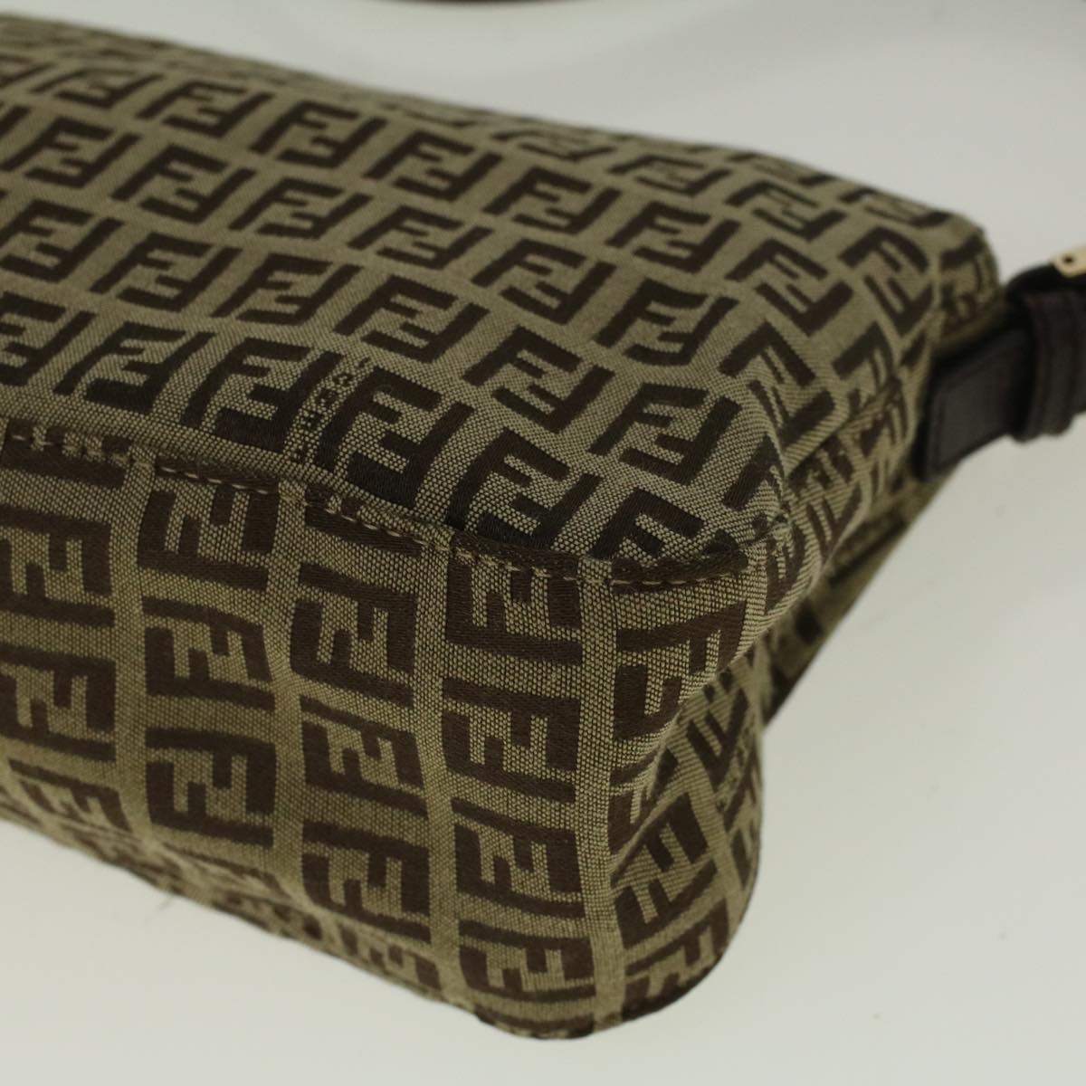 FENDI Zucchino Canvas Mamma Baguette Shoulder Bag Brown57292