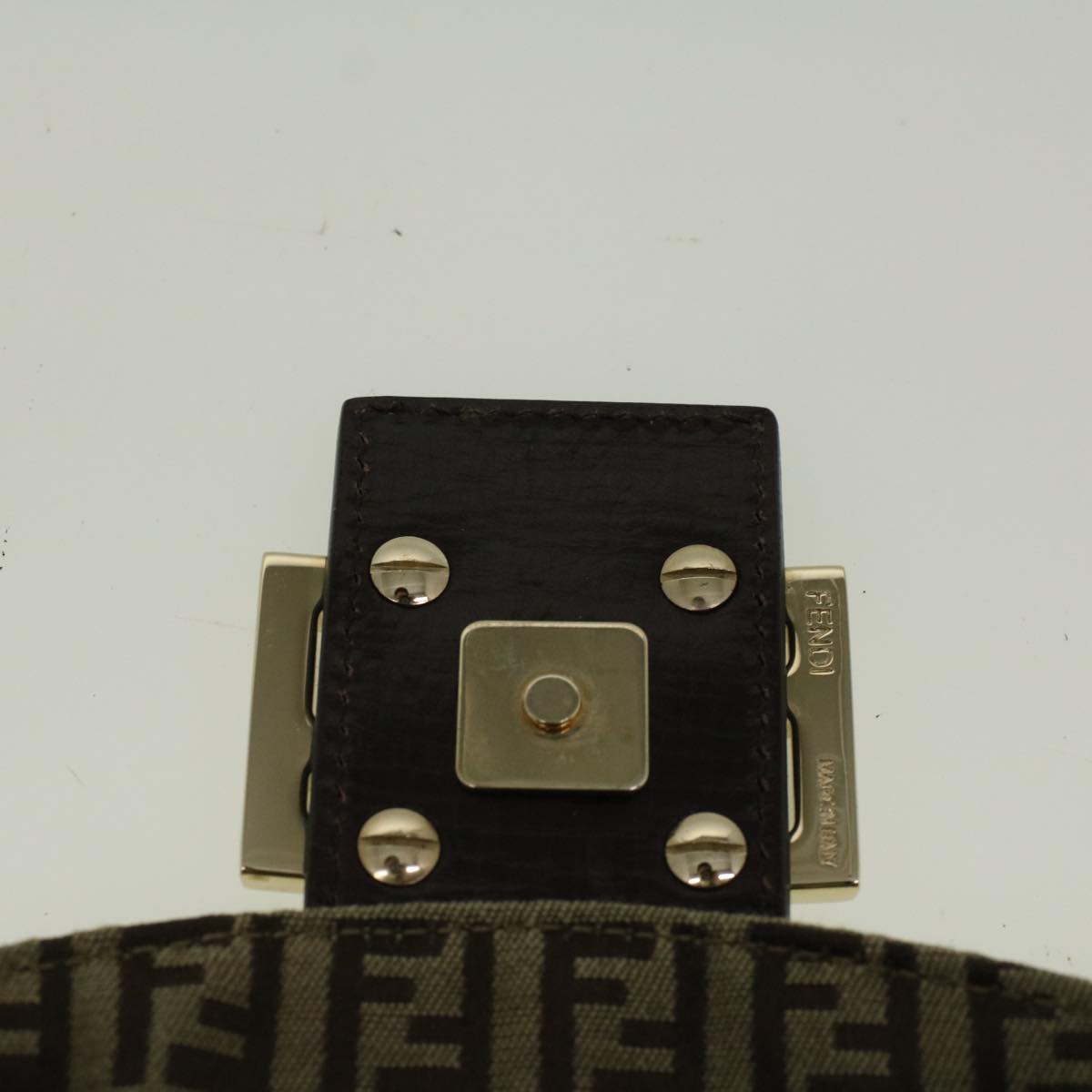 FENDI Zucchino Canvas Mamma Baguette Shoulder Bag Brown57292