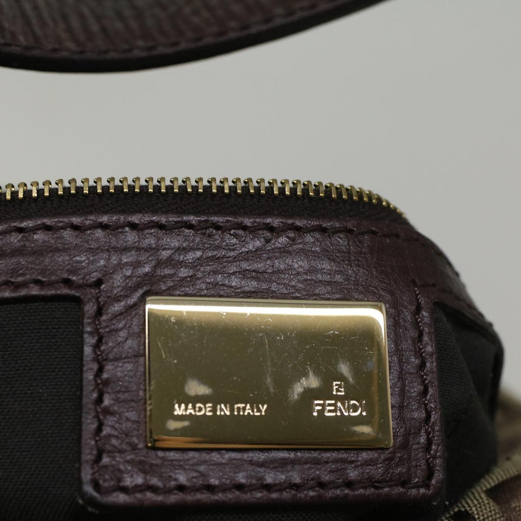 FENDI Zucchino Canvas Mamma Baguette Shoulder Bag Brown57292