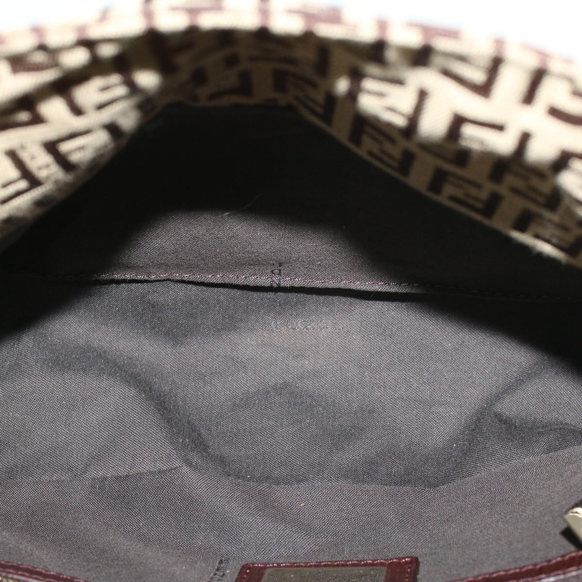 FENDI Zucchino Canvas Mamma Baguette Shoulder Bag Brown57292