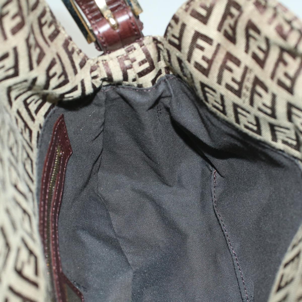 FENDI Zucchino Canvas Mamma Baguette Shoulder Bag Brown57292