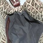 FENDI Zucchino Canvas Mamma Baguette Shoulder Bag Brown57292
