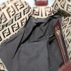 FENDI Zucchino Canvas Mamma Baguette Shoulder Bag Brown57292