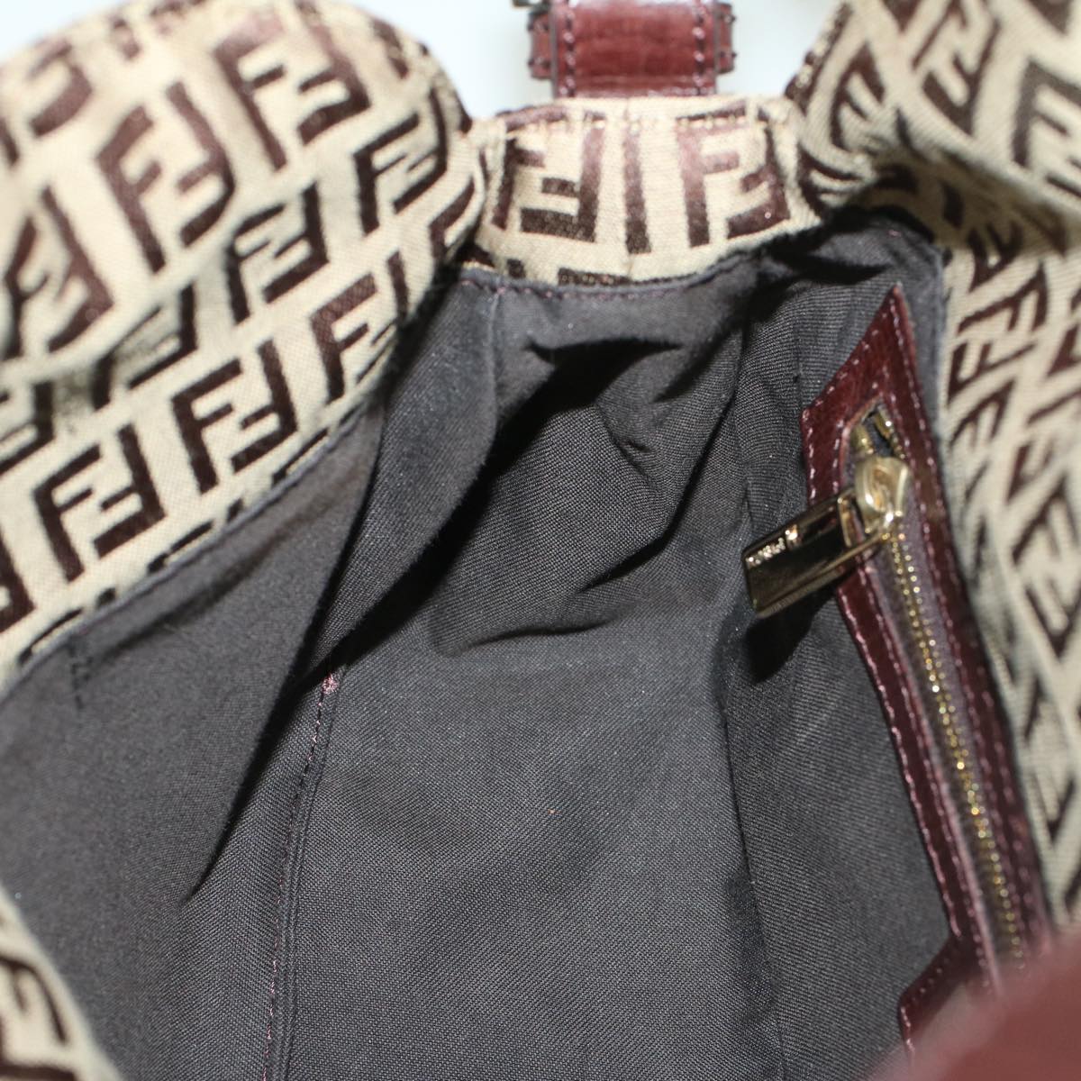 FENDI Zucchino Canvas Mamma Baguette Shoulder Bag Brown57292