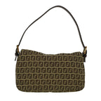 FENDI Zucchino Canvas Mamma Baguette Shoulder Bag Brown57292