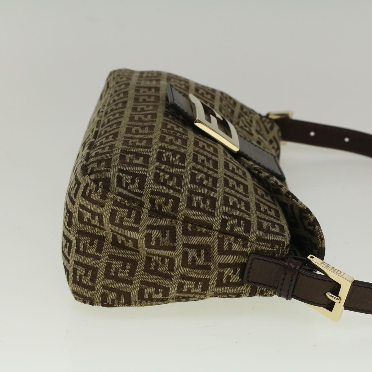 FENDI Zucchino Canvas Mamma Baguette Shoulder Bag Brown57292
