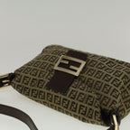 FENDI Zucchino Canvas Mamma Baguette Shoulder Bag Brown57292