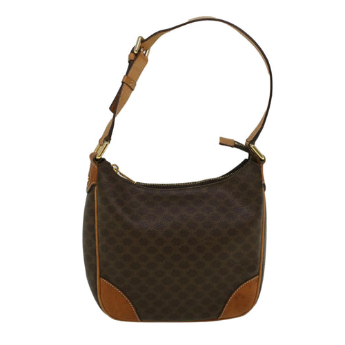 CELINE Macadam Canvas Shoulder Bag PVC Leather Brown  57306