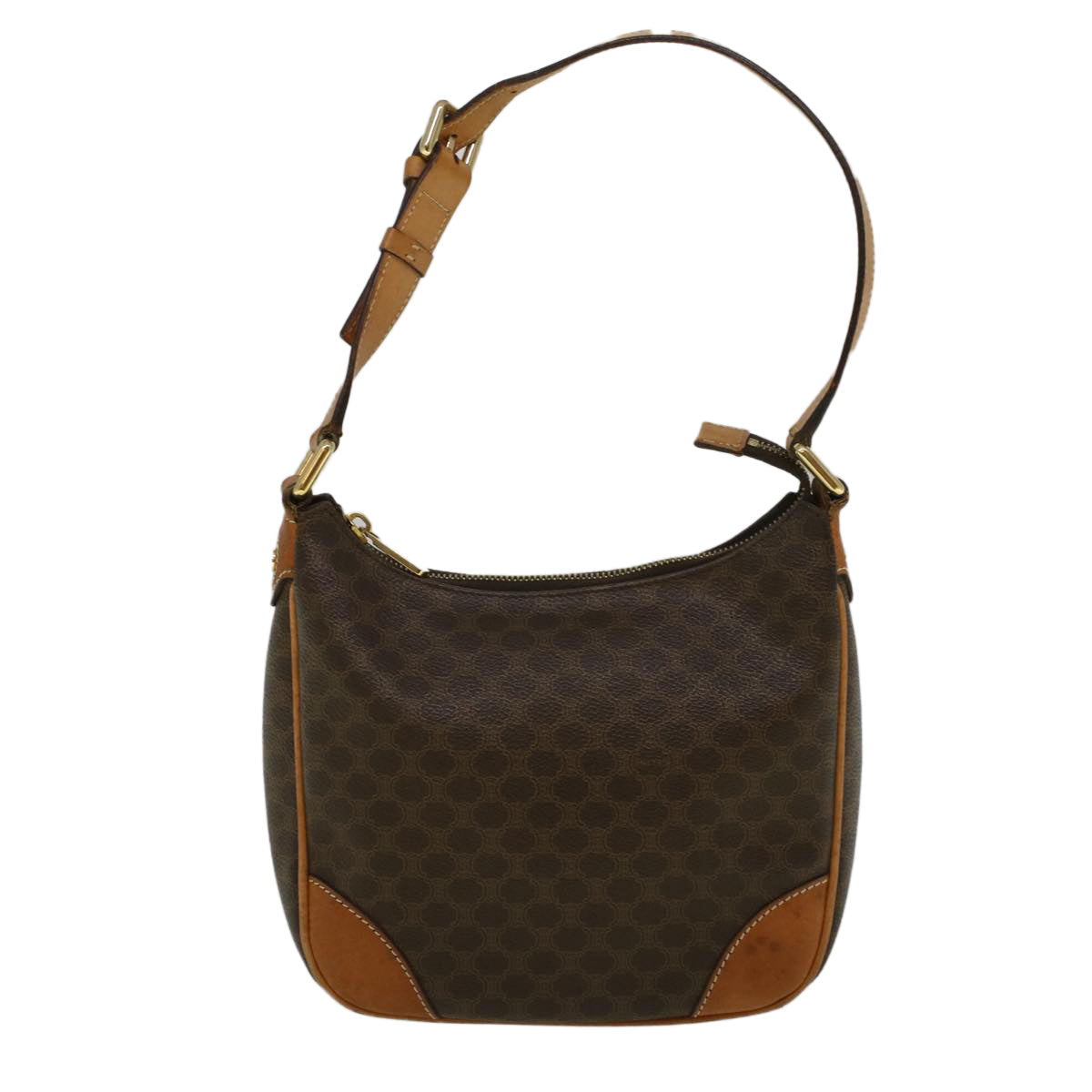 CELINE Macadam Canvas Shoulder Bag PVC Leather Brown  57306