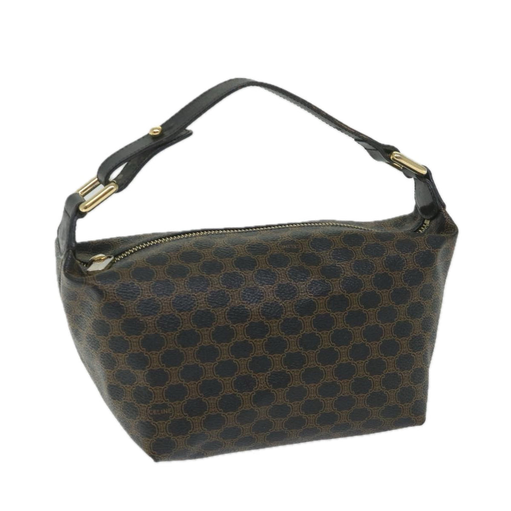 CELINE Macadam Canvas Hand Bag PVC Leather Black Brown  57309