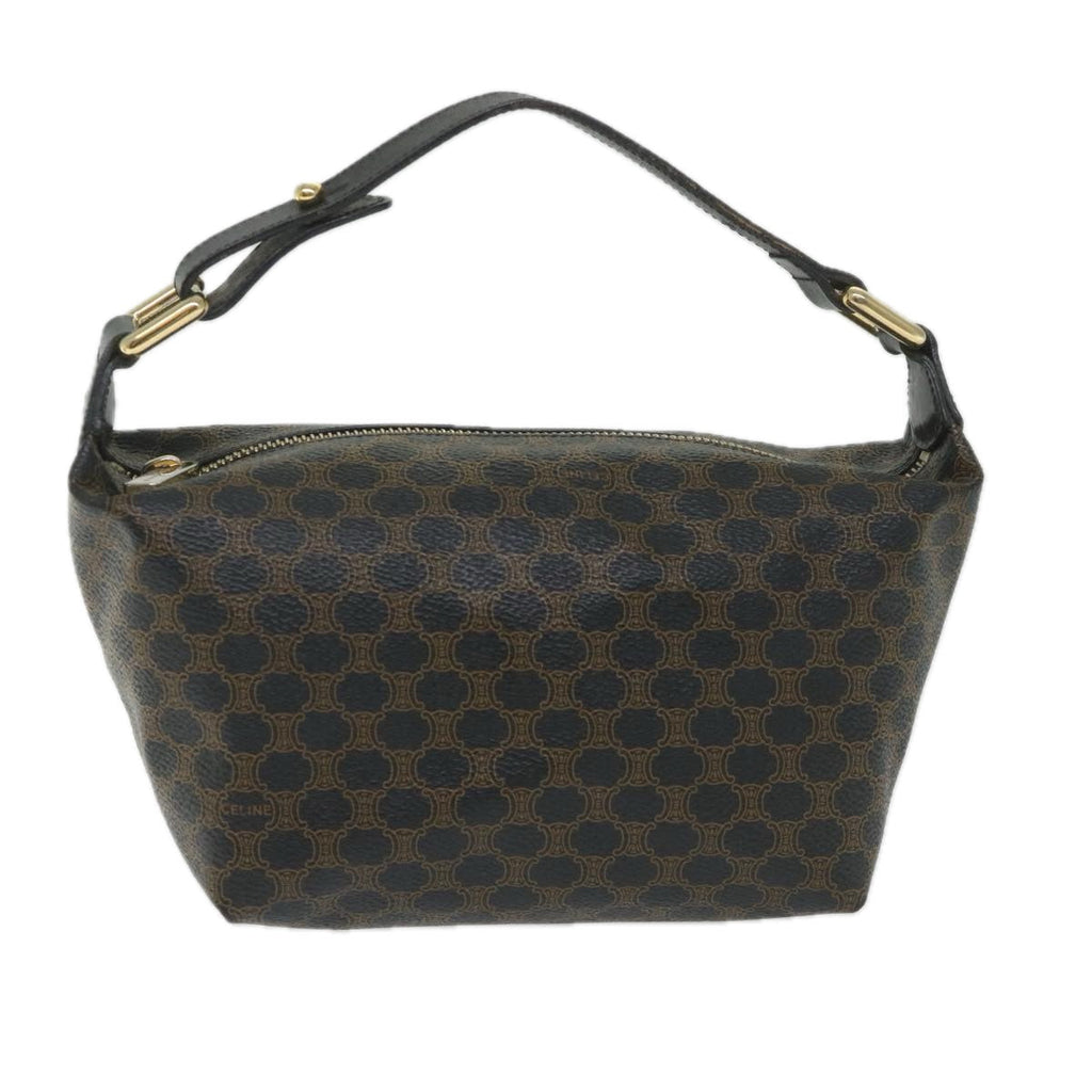 CELINE Macadam Canvas Hand Bag PVC Leather Black Brown  57309