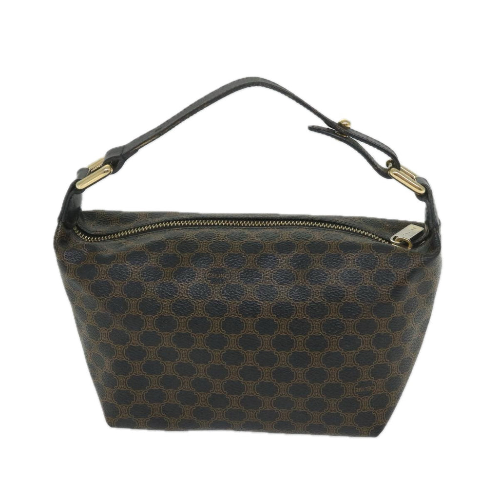 CELINE Macadam Canvas Hand Bag PVC Leather Black Brown  57309