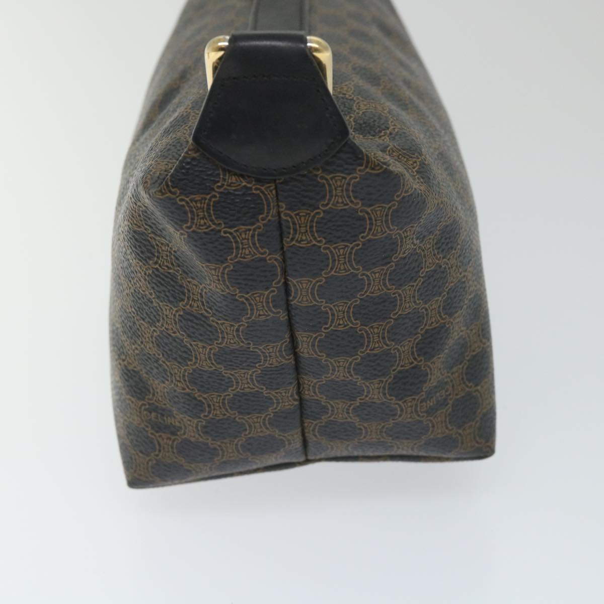 CELINE Macadam Canvas Hand Bag PVC Leather Black Brown  57309