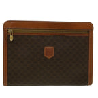 CELINE Macadam Canvas Clutch Bag PVC Leather Brown  57314