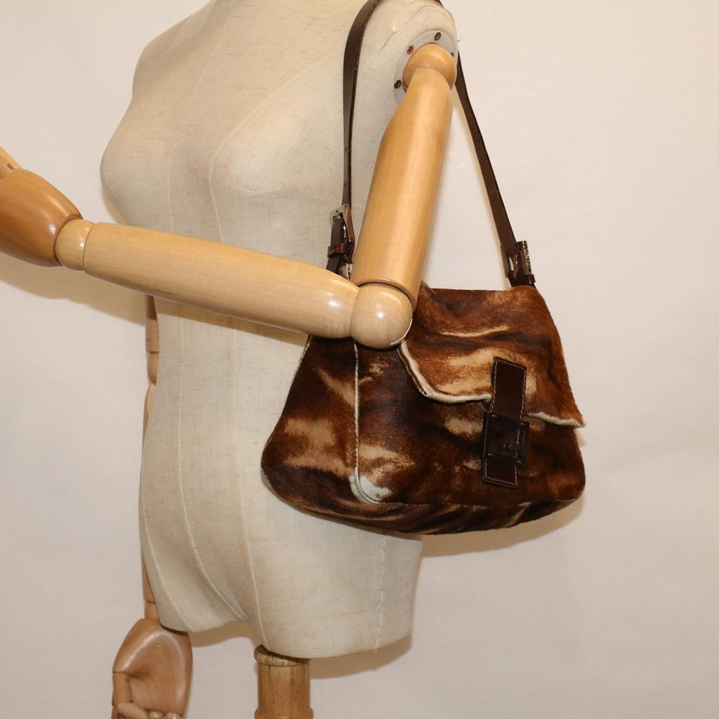 FENDI Mamma Baguette Shoulder Bag Harako leather Brown57340