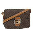 CELINE Macadam Canvas Horse Carriage Shoulder Bag PVC Leather Brown  57374