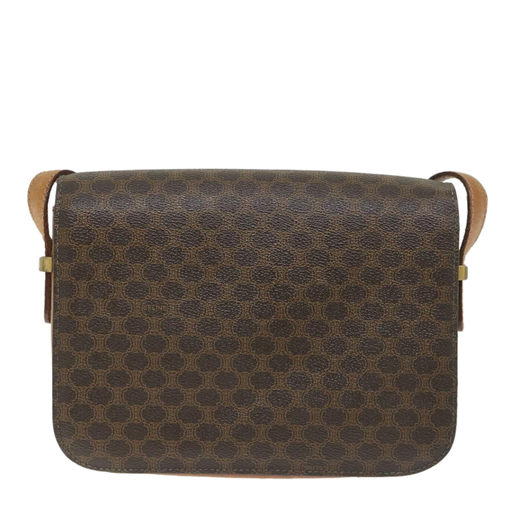 CELINE Macadam Canvas Horse Carriage Shoulder Bag PVC Leather Brown  57374