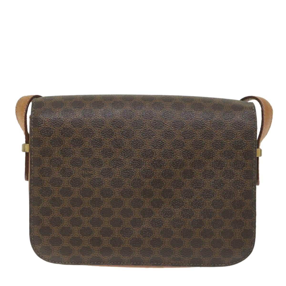 CELINE Macadam Canvas Horse Carriage Shoulder Bag PVC Leather Brown  57374