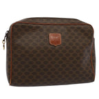 CELINE Macadam Canvas Clutch Bag PVC Leather Brown  57379