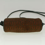 FENDI Zucchino Canvas Shoulder Bag Brown Green57556