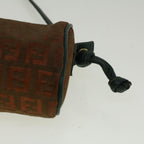 FENDI Zucchino Canvas Shoulder Bag Brown Green57556