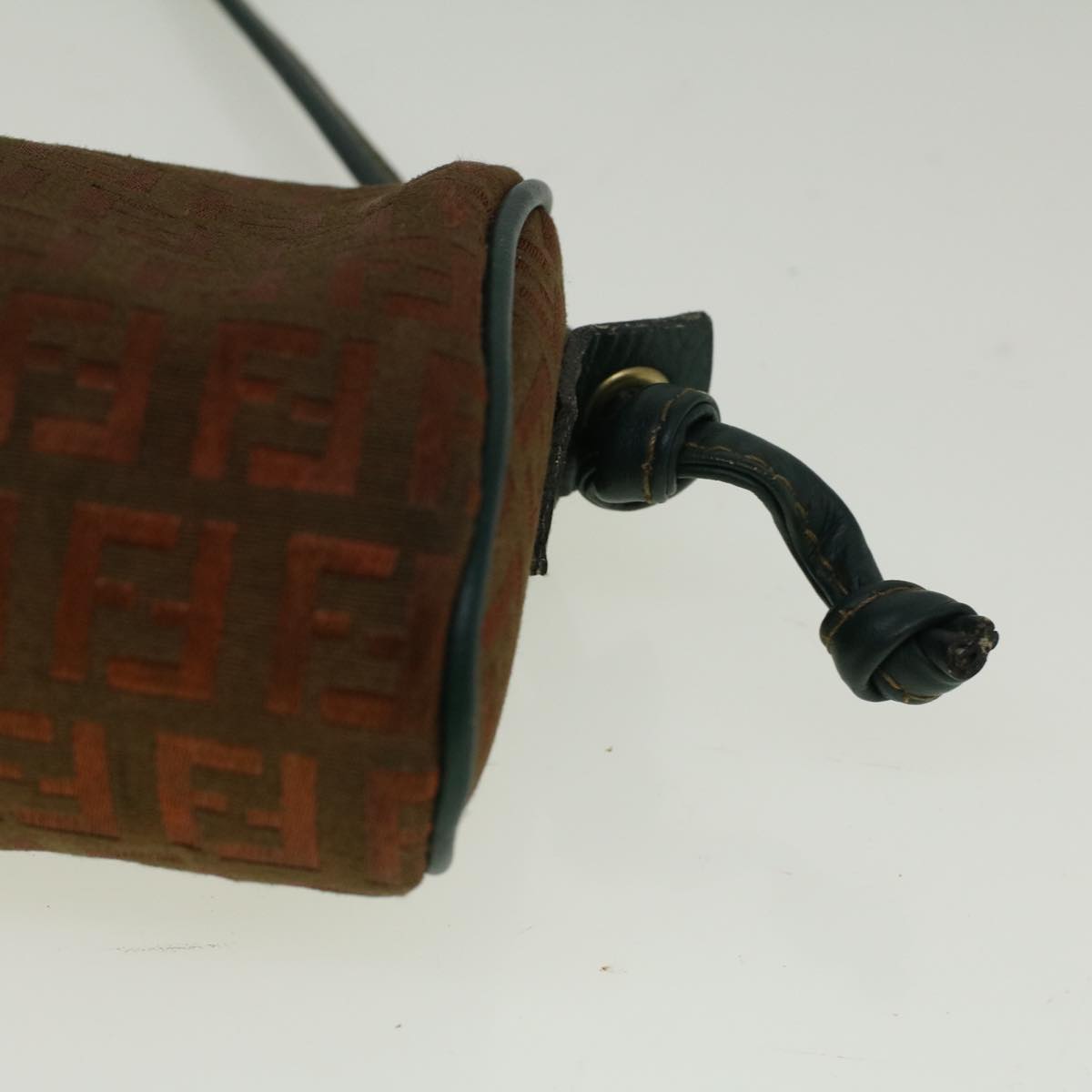 FENDI Zucchino Canvas Shoulder Bag Brown Green57556