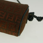 FENDI Zucchino Canvas Shoulder Bag Brown Green57556
