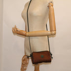 FENDI Zucchino Canvas Shoulder Bag Brown Green57556